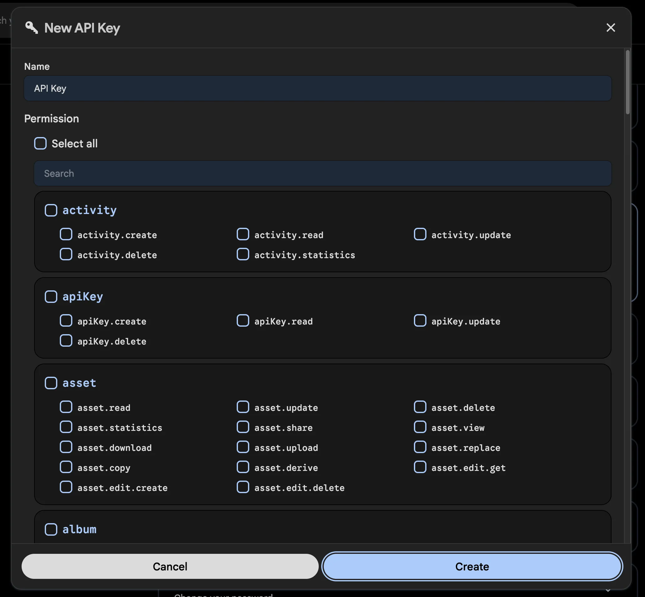 Specify permissions for the key